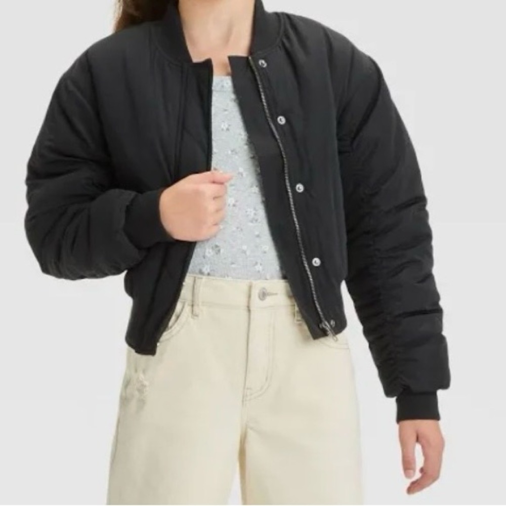 art class Black Quilted Jacket Interior Label Detail